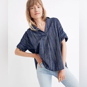 Madewell Blue Striped Blouse